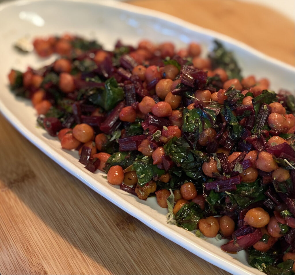 Chickpeas & Sautéed Beetroot Leaves |